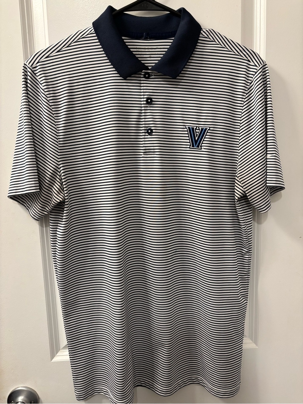 Men's Nike Golf Navy and White Striped Polo Shirt - Villanova